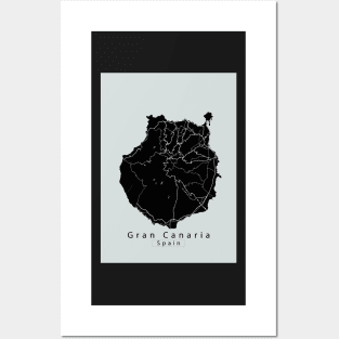 Gran Canaria Spain Island Map dark Posters and Art